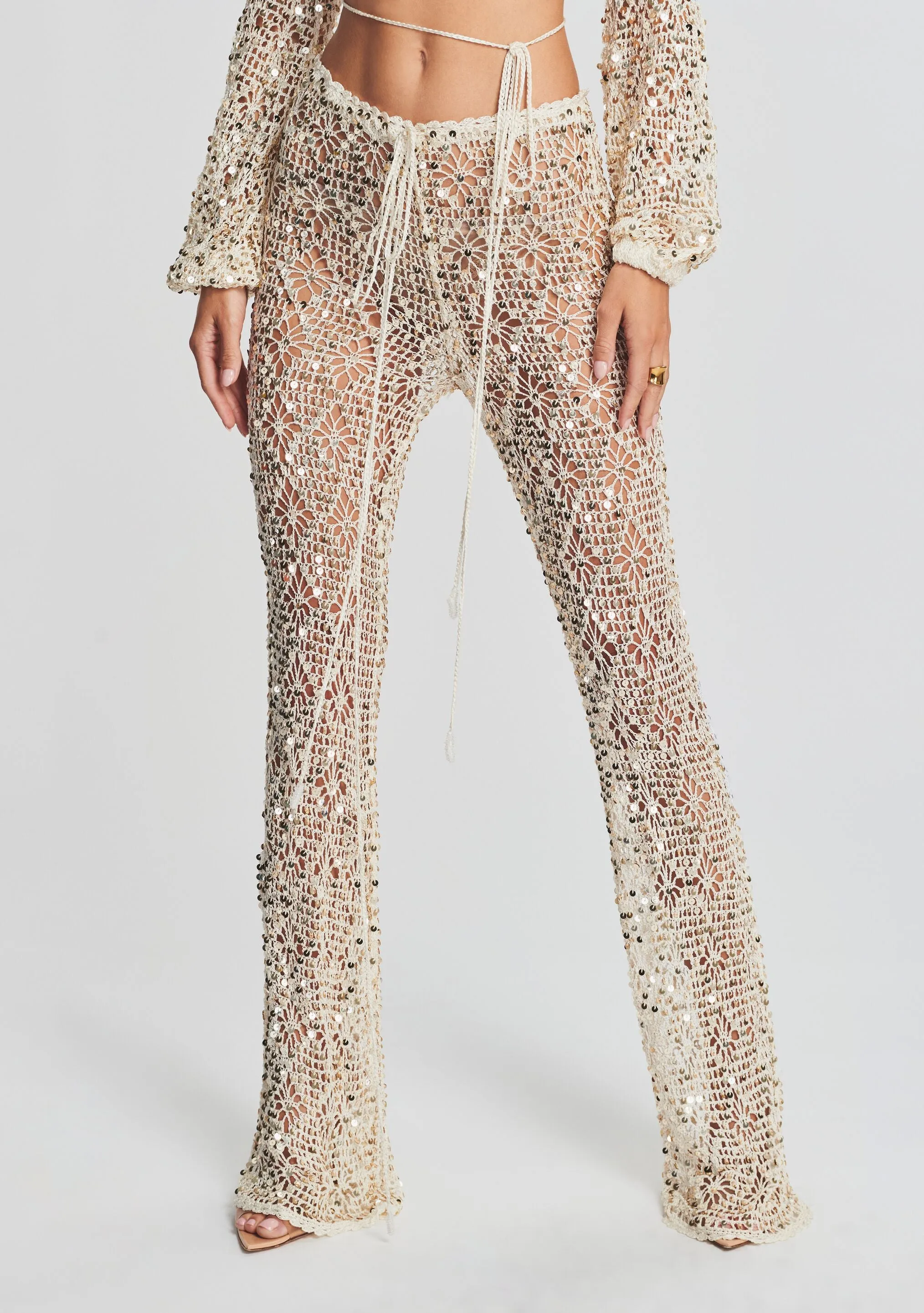 Brendi Sequin Crochet Pant