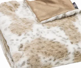 Brown & White Spotted Faux Fur Blanket