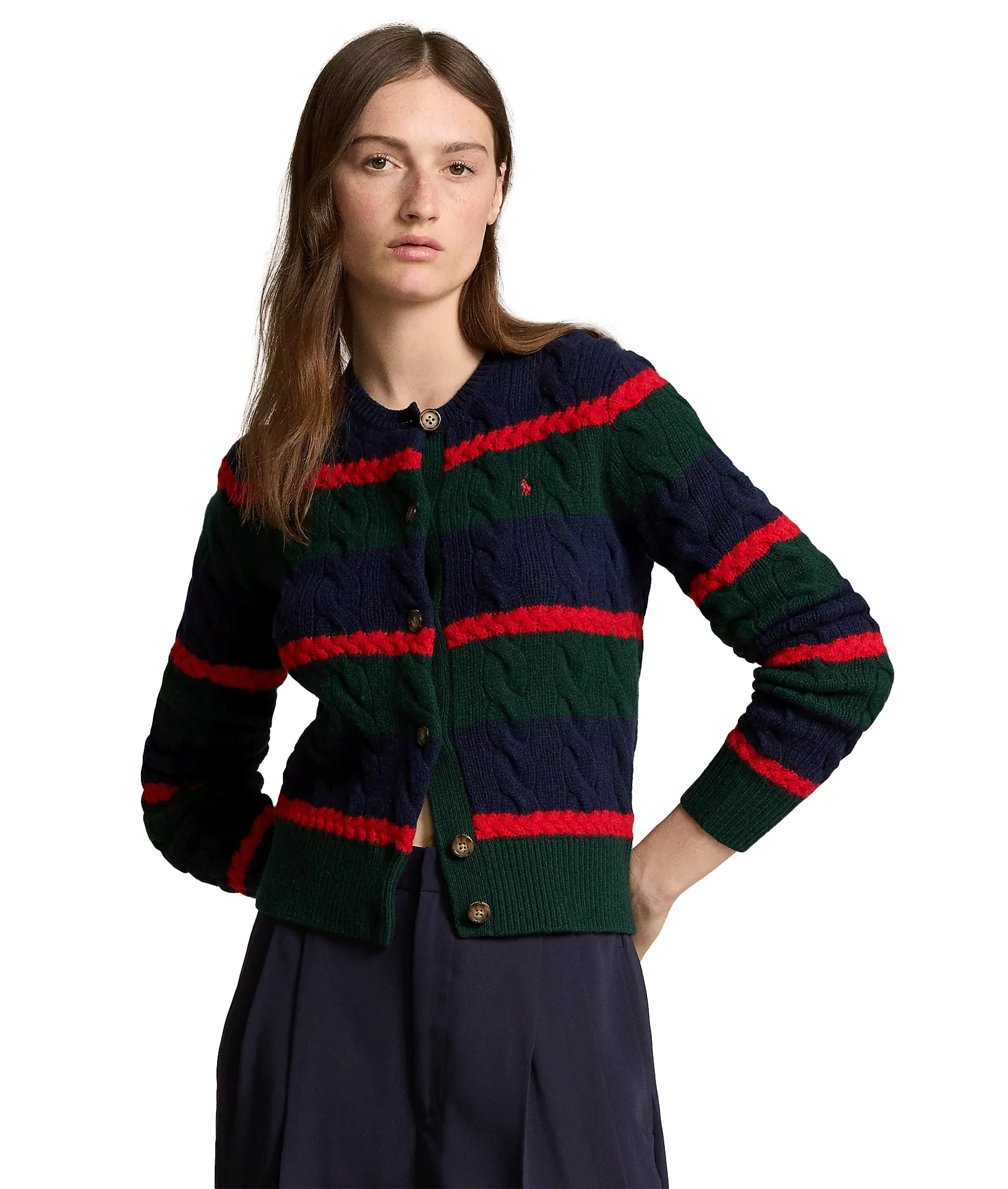 Cable-knit Wool-cashmere Cardigan - Multi