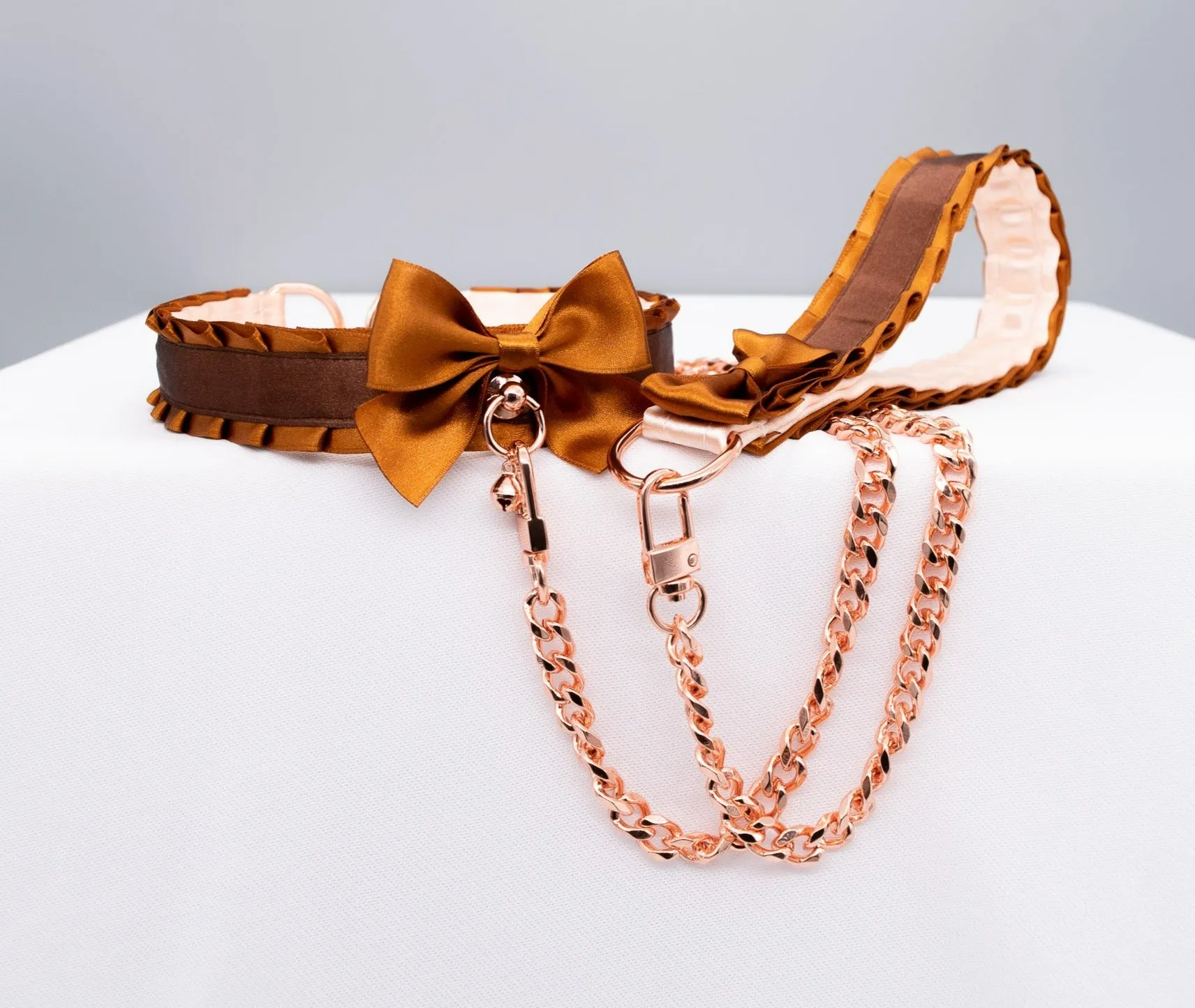 Caramel and Chocolate Brown Collar and Leash Set