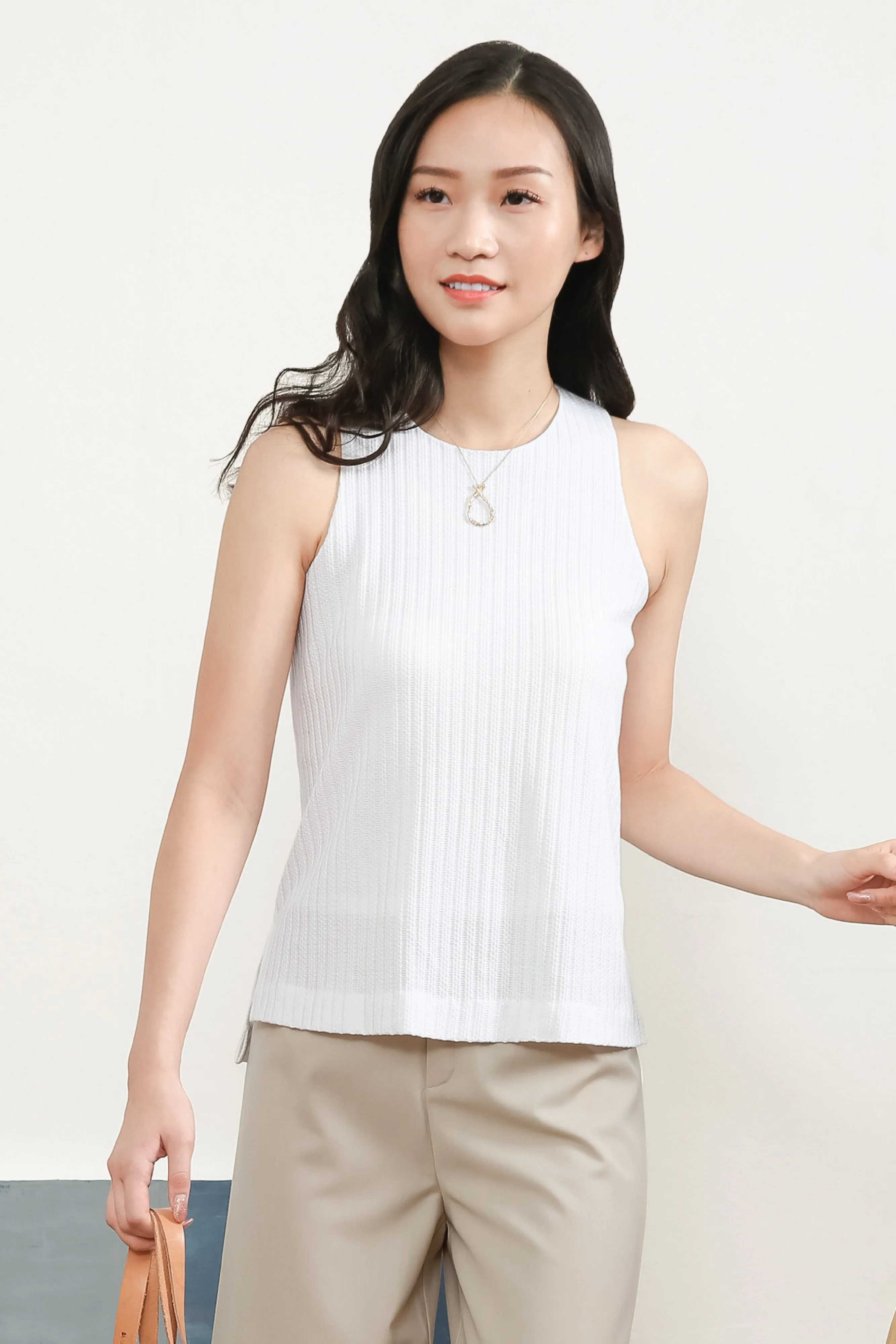 Carmen Sleeveless Knit Top in White