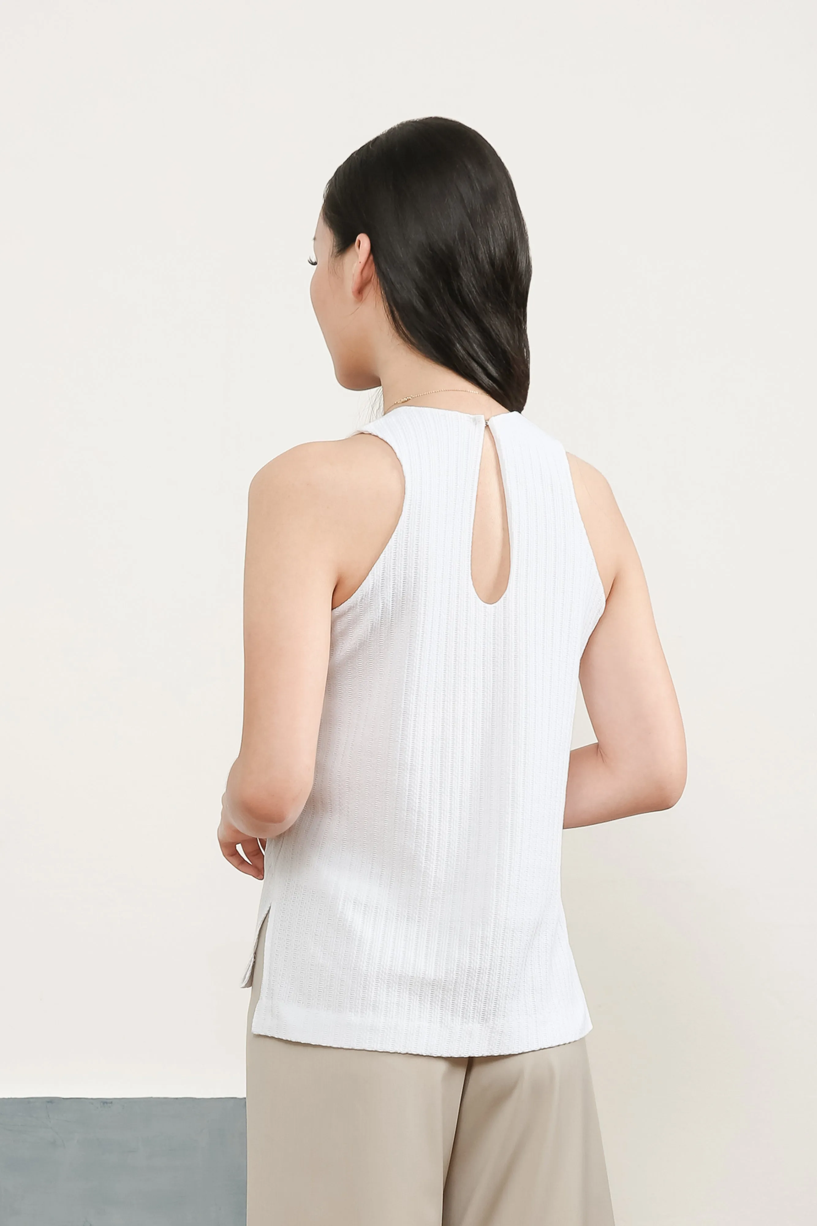 Carmen Sleeveless Knit Top in White