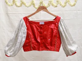 Carmine red, Karnataka Silk, Hand embroidery blouse