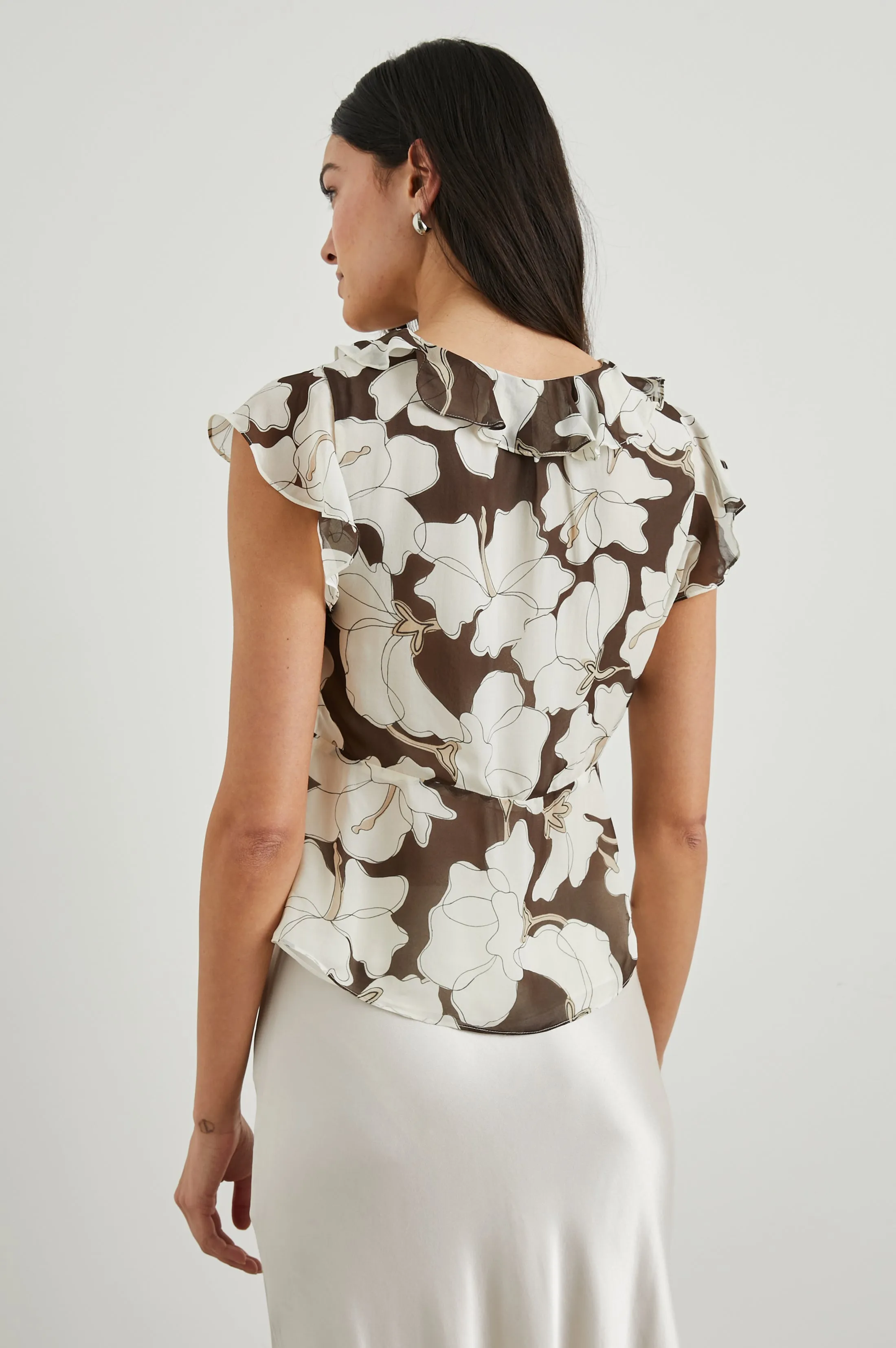 CARMINE TOP - MOCHA FLORAL