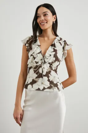 CARMINE TOP - MOCHA FLORAL