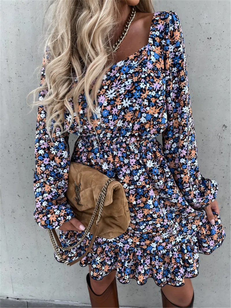 Cathy Floral Bell Sleeve Ruffle Dress - FINAL SALE