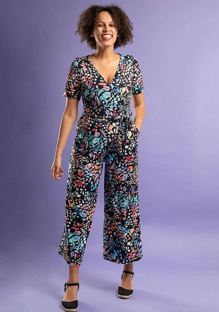 Celastrina Butterfly Wing Print Culotte Leg Jumpsuit