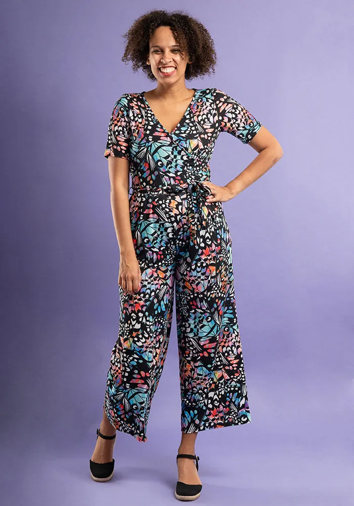 Celastrina Butterfly Wing Print Culotte Leg Jumpsuit