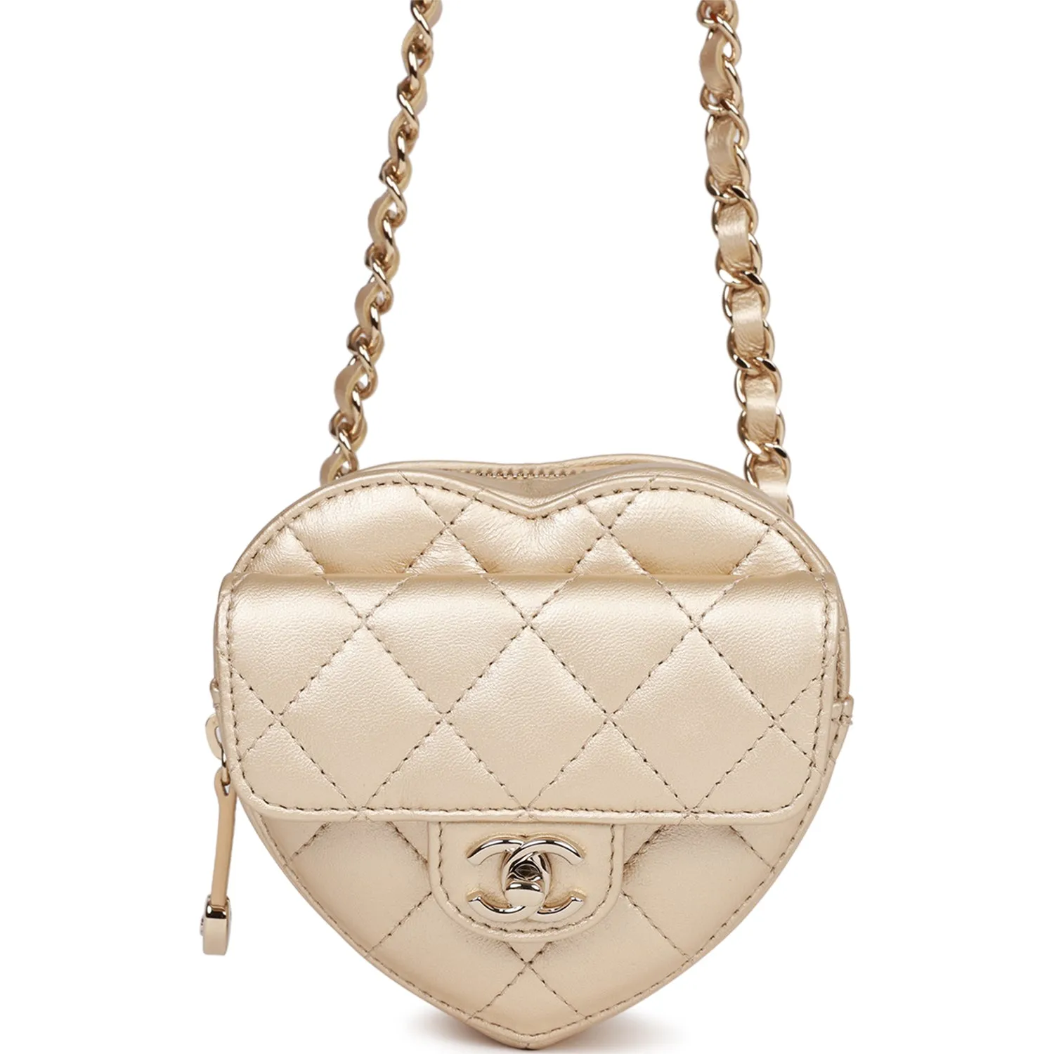 Chanel CC In Love Heart Belt Bag Gold Lambskin Light Gold Hardware