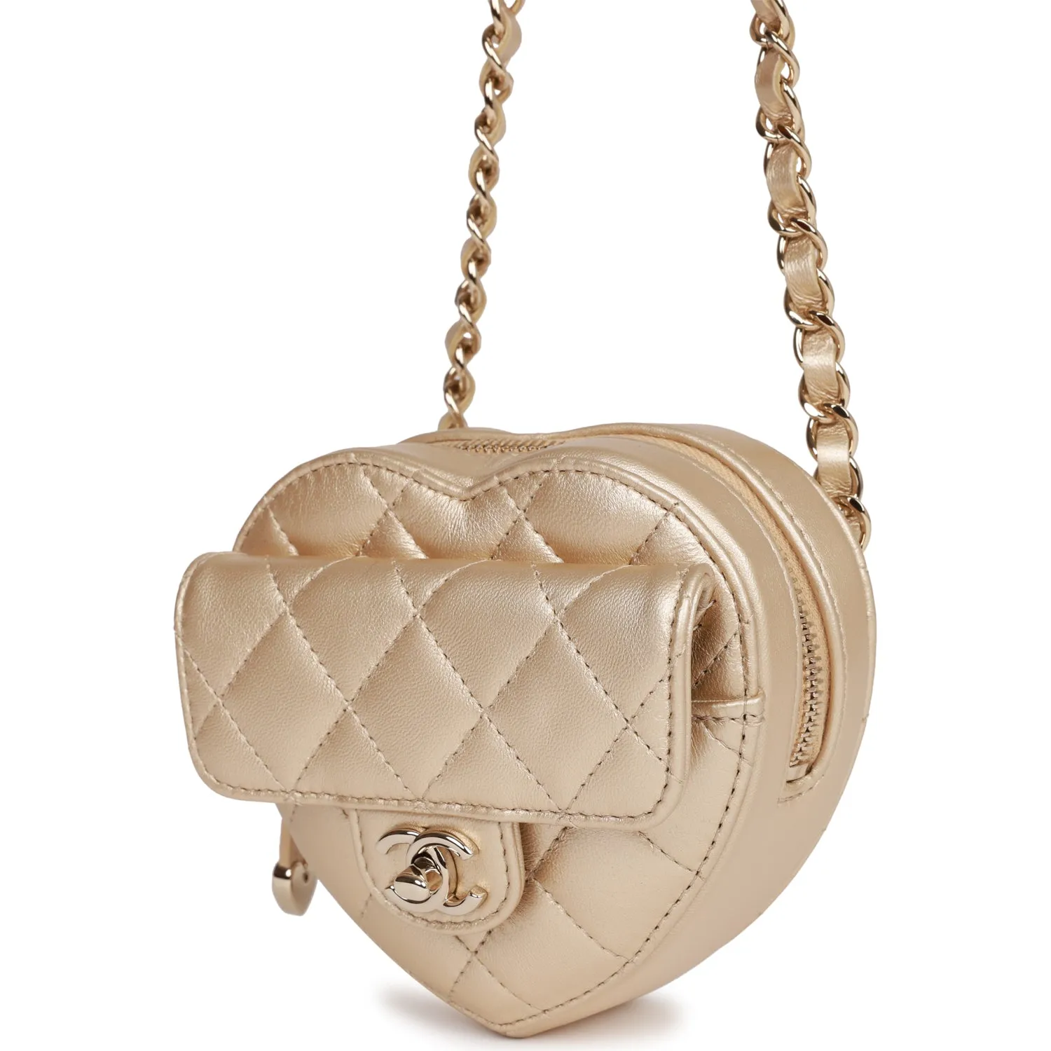 Chanel CC In Love Heart Belt Bag Gold Lambskin Light Gold Hardware