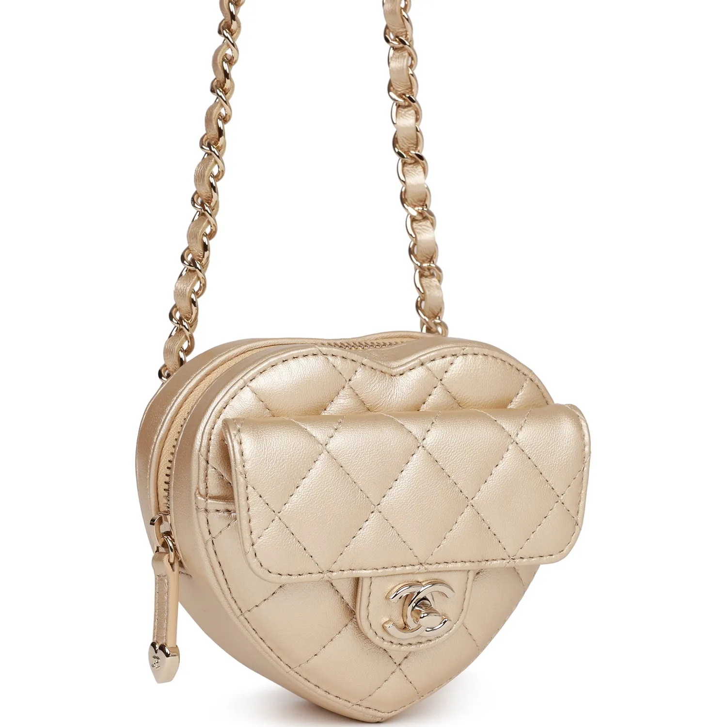 Chanel CC In Love Heart Belt Bag Gold Lambskin Light Gold Hardware