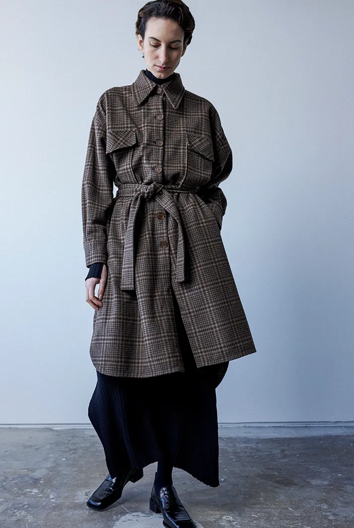 Checked Oversize Shirt Coat