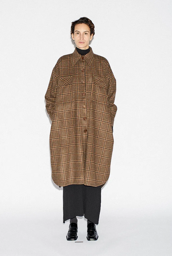 Checked Oversize Shirt Coat