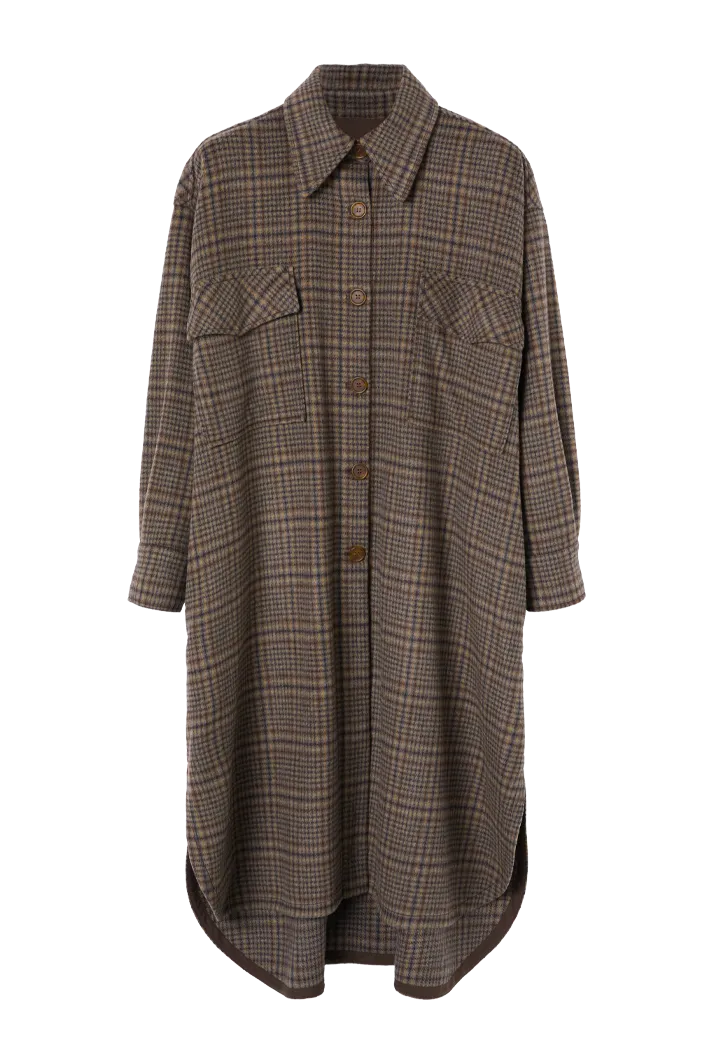 Checked Oversize Shirt Coat