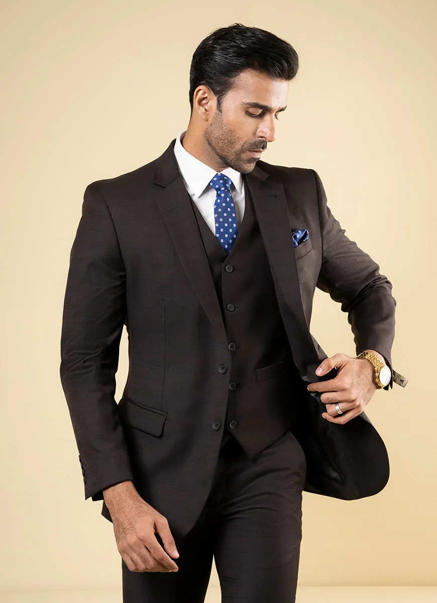 Chocolate Brown Checks 3-Piece Suit