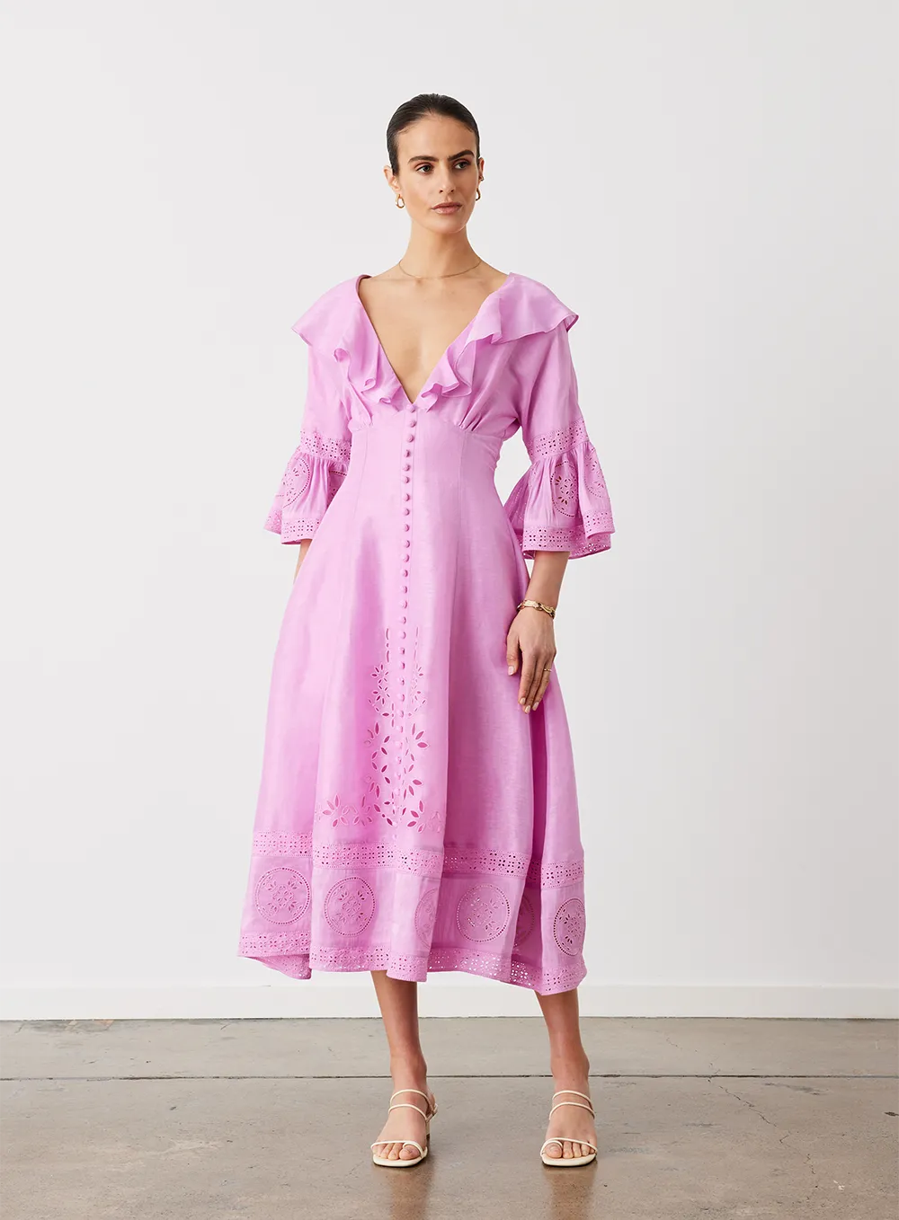 Cindy Silk Linen Midi Dress | Ametrine