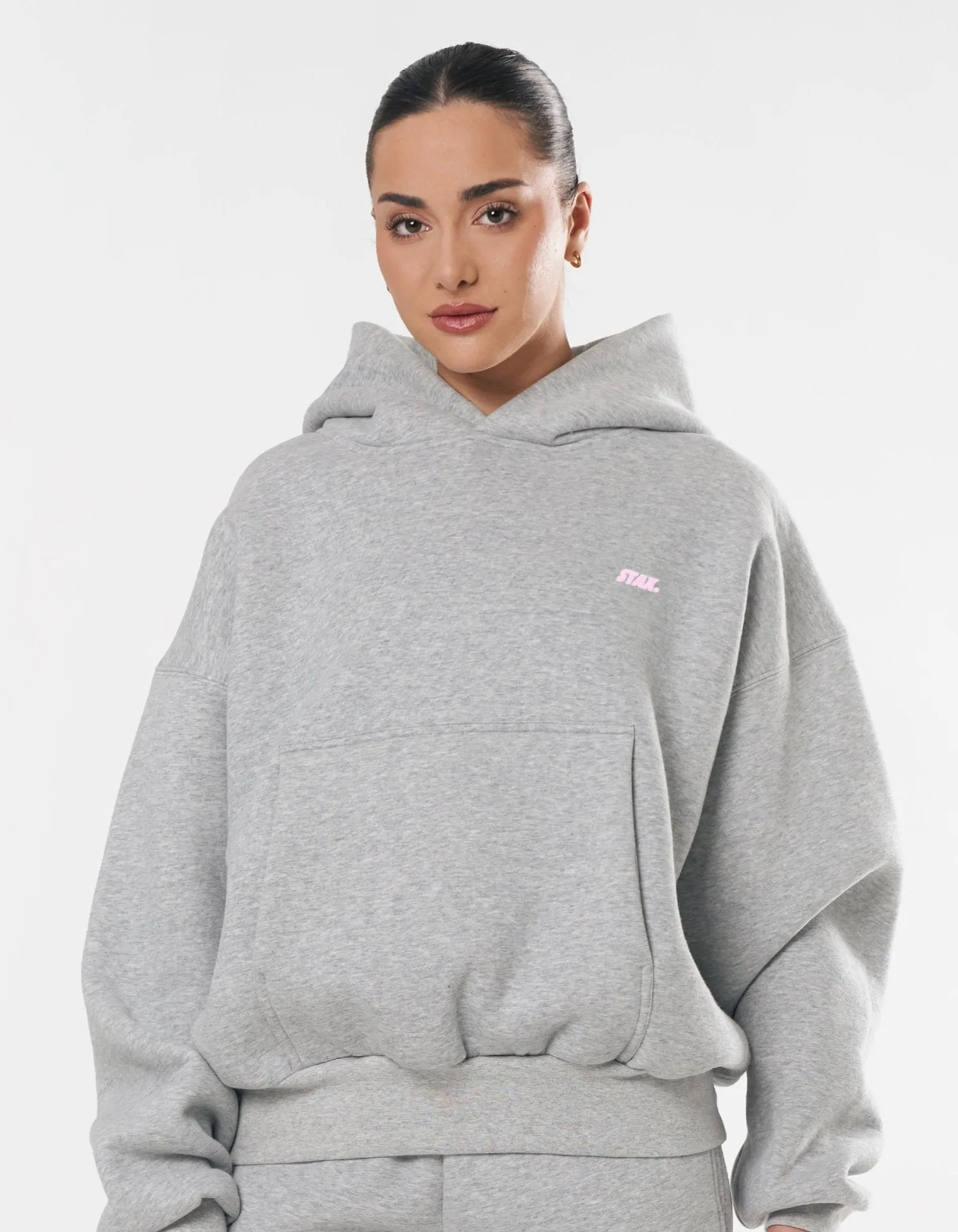 Classic Hoodie - Dark Grey/Pink