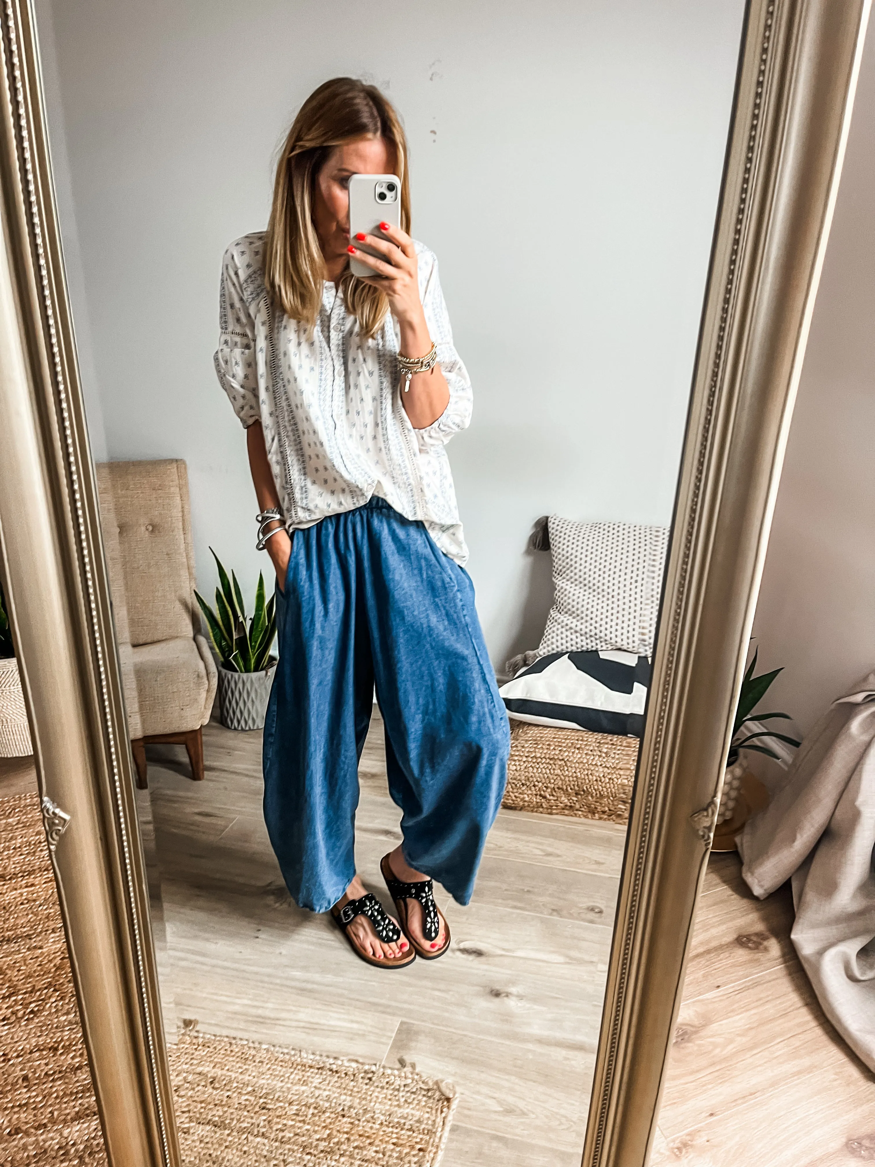 Cotton Denim Balloon Trousers