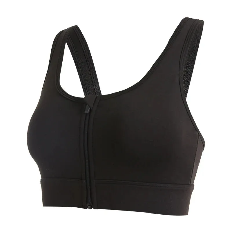 Crop Top Cross Back Yoga Vest Front Zipper Shockproof Underwear Fitness Athletic Sports Bra