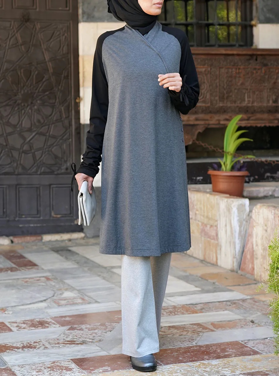 Crossover Gathered Sleeves Tunic