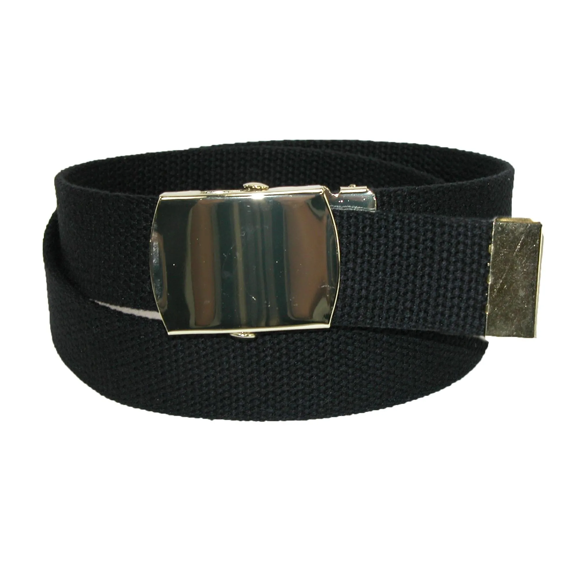 CTM® Kids' Cotton Adjustable Belt with Brass Military Buckle