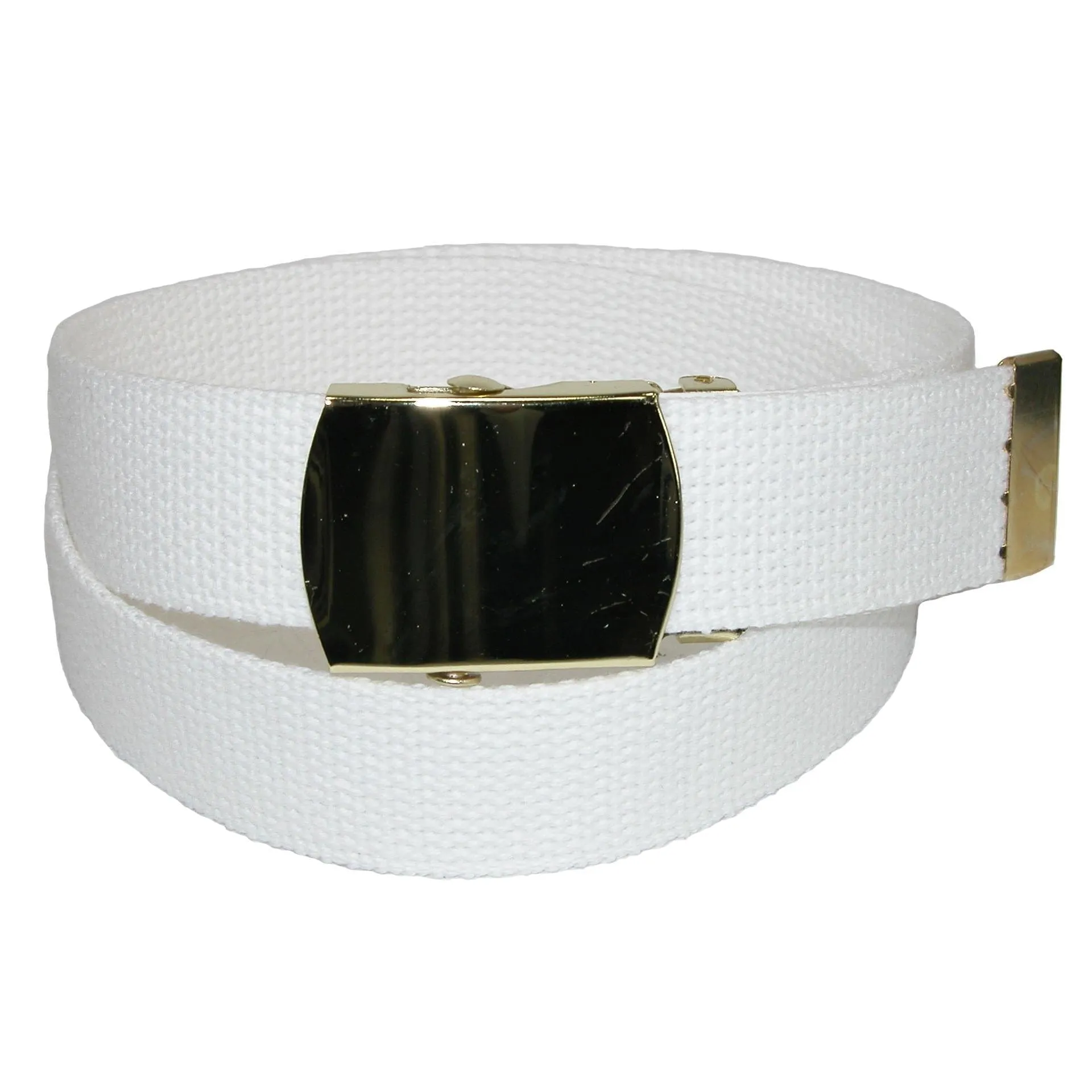 CTM® Kids' Cotton Adjustable Belt with Brass Military Buckle