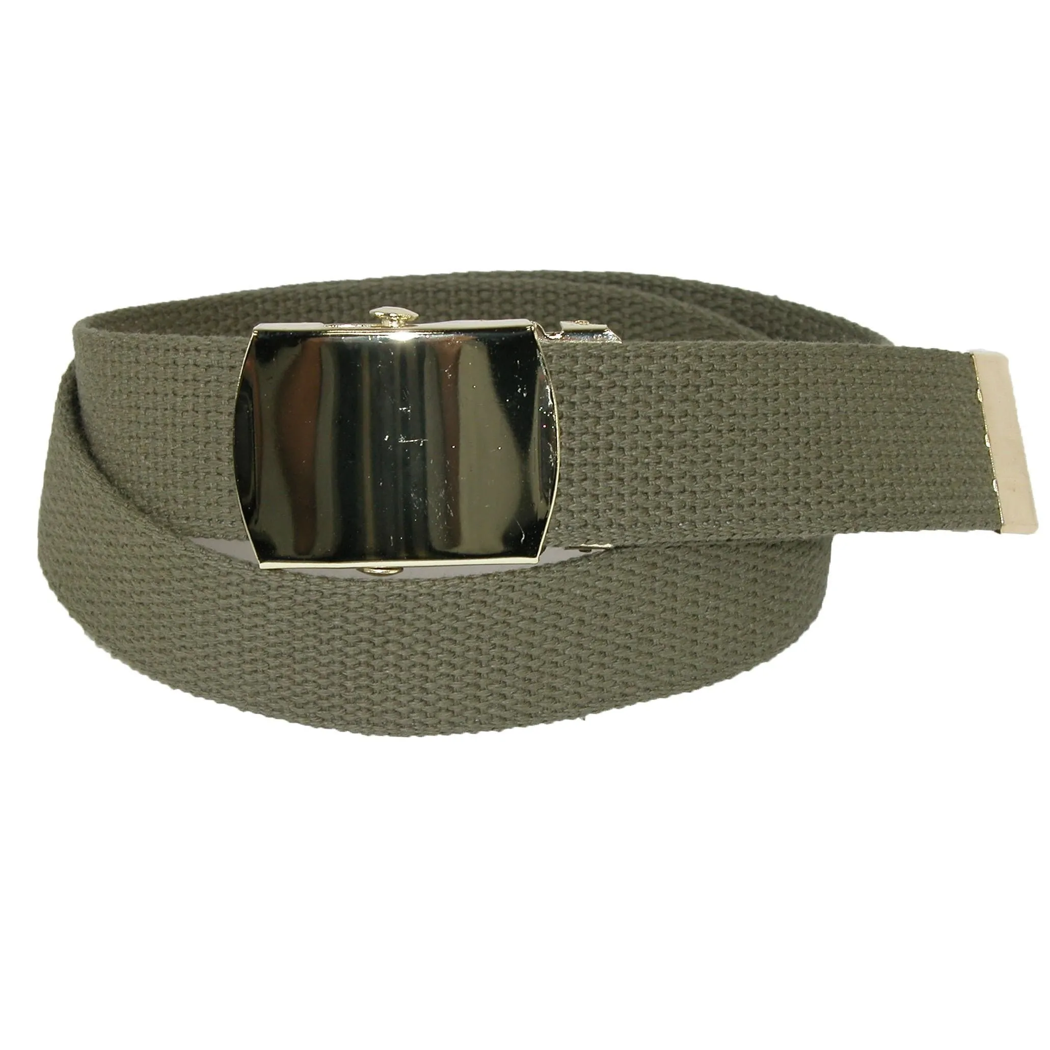 CTM® Kids' Cotton Adjustable Belt with Brass Military Buckle