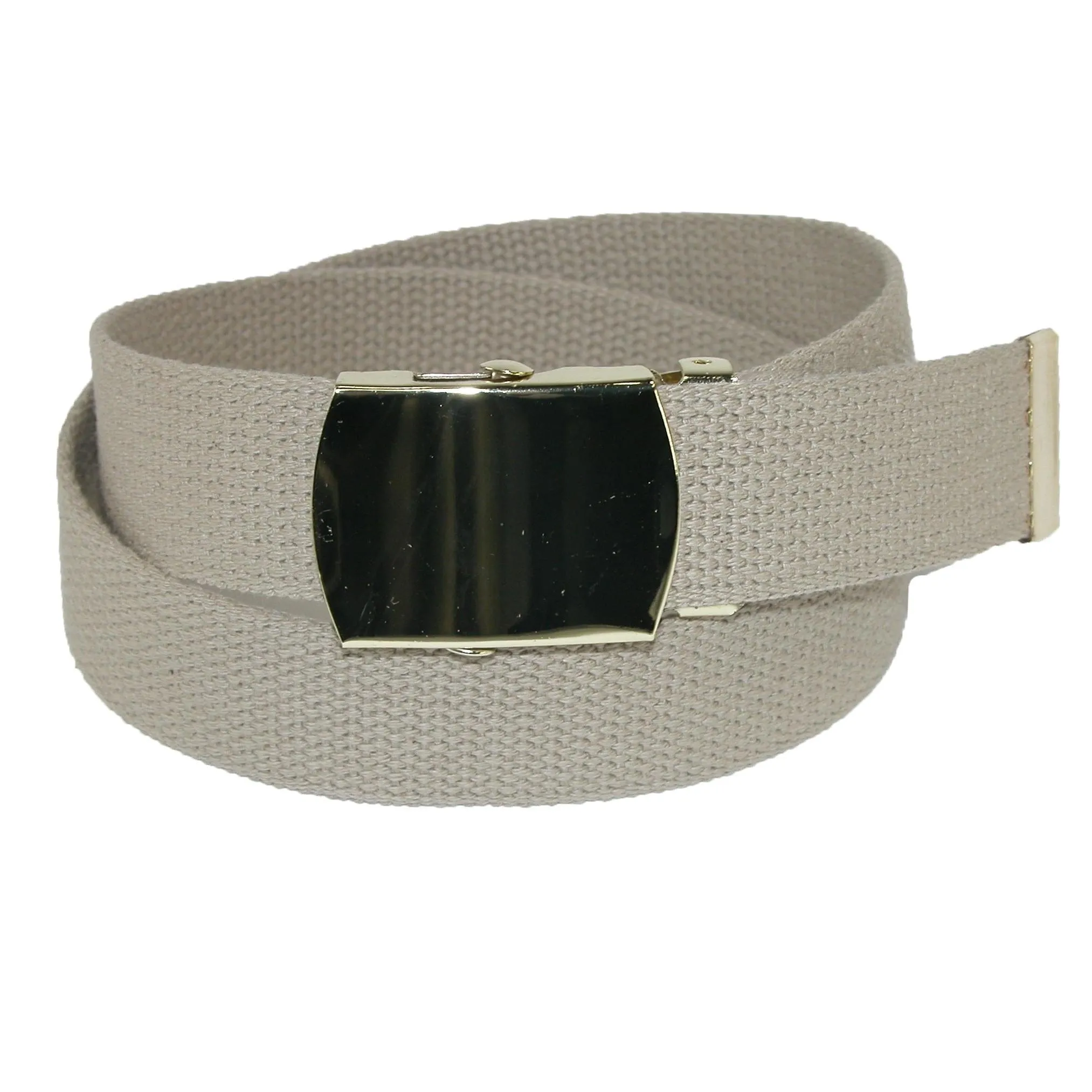 CTM® Kids' Cotton Adjustable Belt with Brass Military Buckle