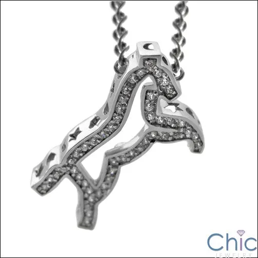 Cubic Zirconia Cz Charm .50 TCW Horse Pendant