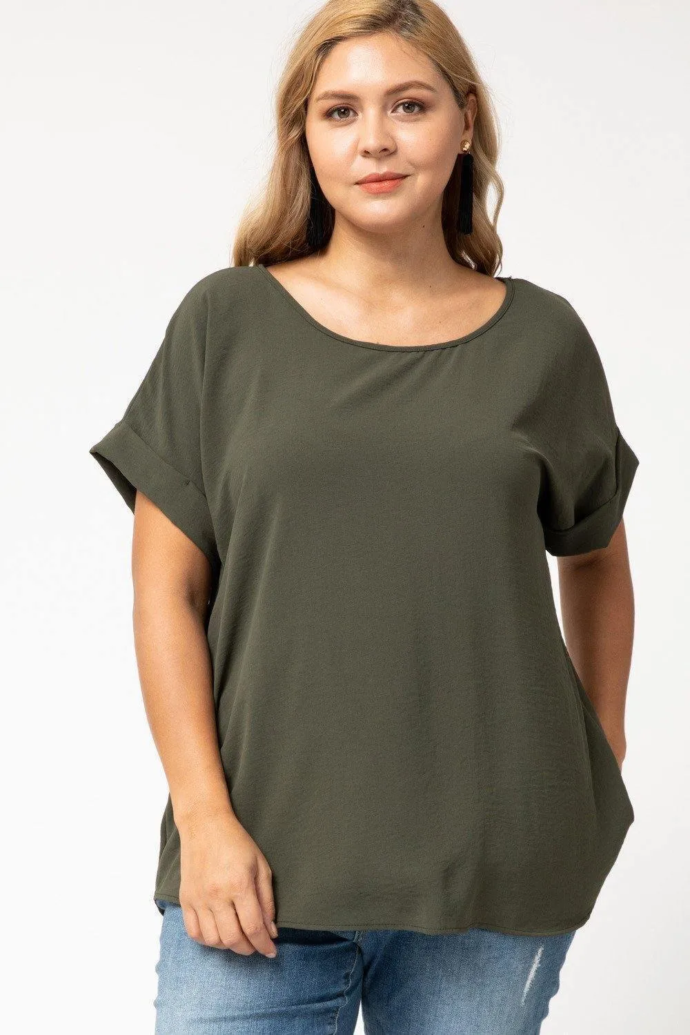 Cuff Sleeved Top in Plus