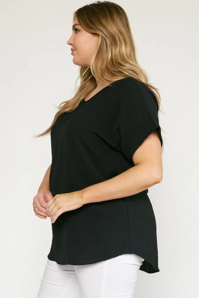 Cuff Sleeved Top in Plus