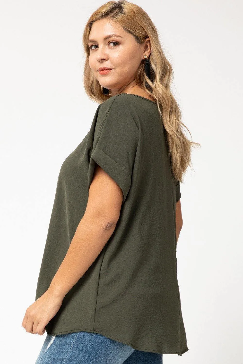 Cuff Sleeved Top in Plus