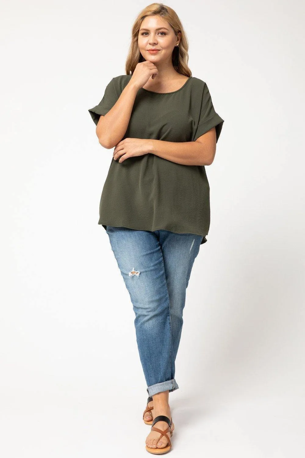 Cuff Sleeved Top in Plus