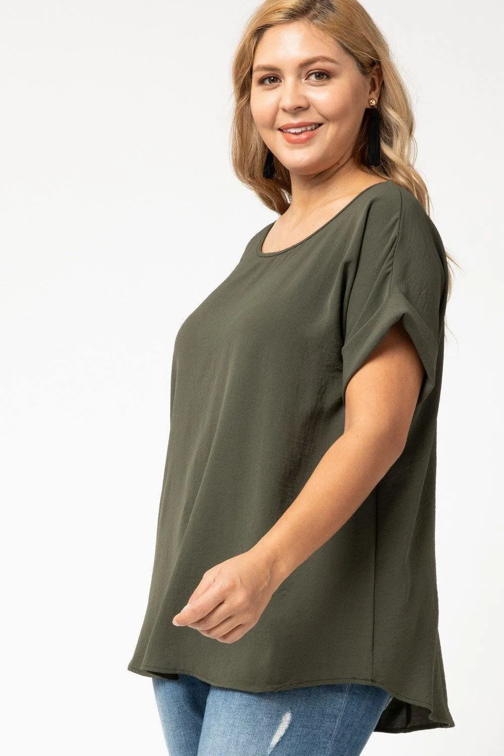 Cuff Sleeved Top in Plus