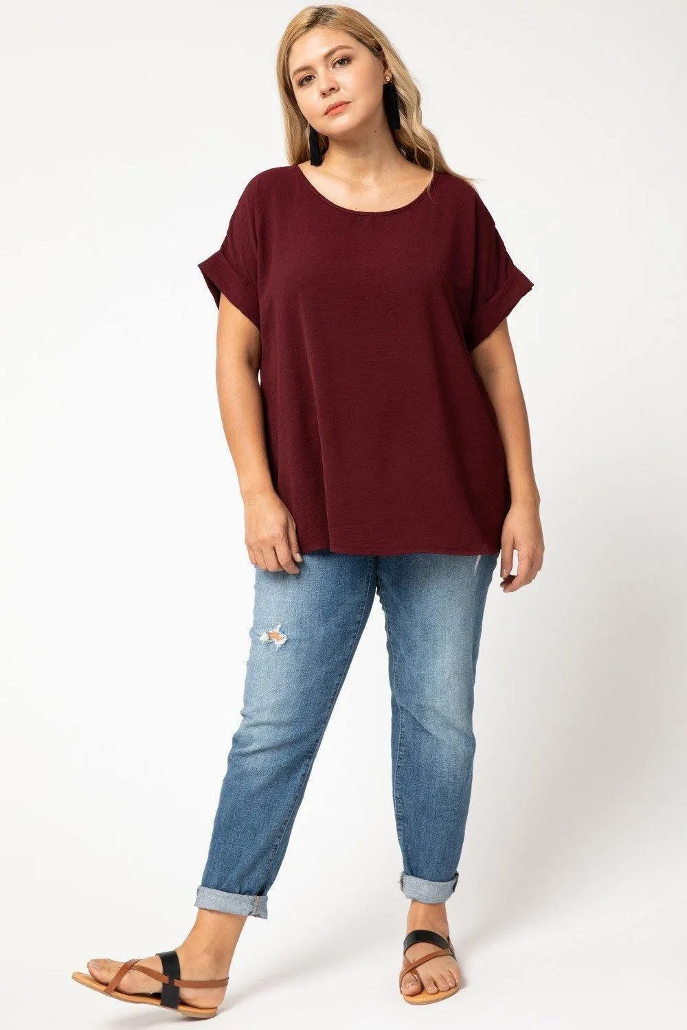 Cuff Sleeved Top in Plus