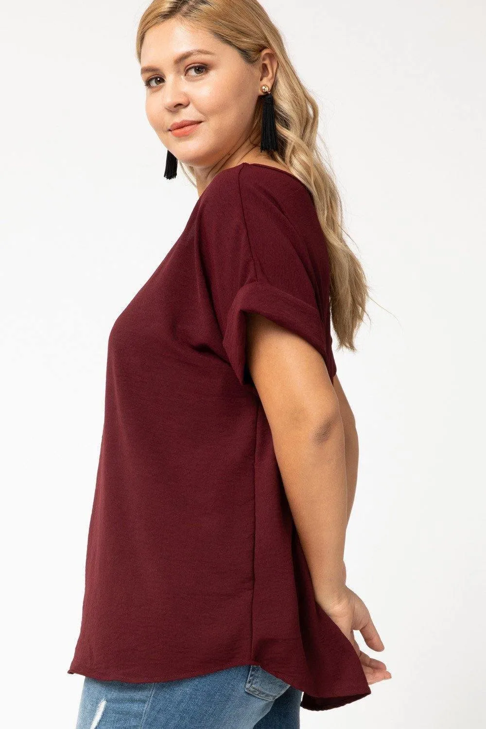 Cuff Sleeved Top in Plus