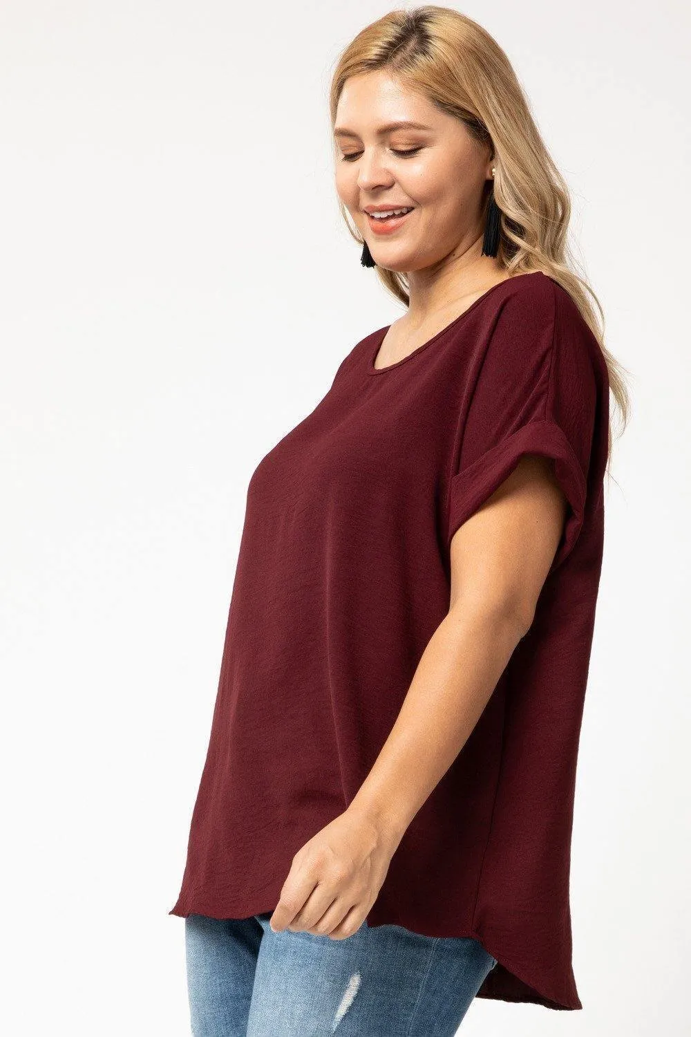 Cuff Sleeved Top in Plus