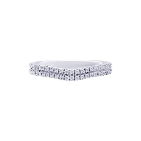 Curved Double Row Prong-set Diamond Wedding Band