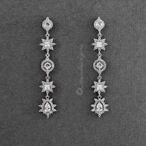 Dainty CZ Wedding Dangle Earrings