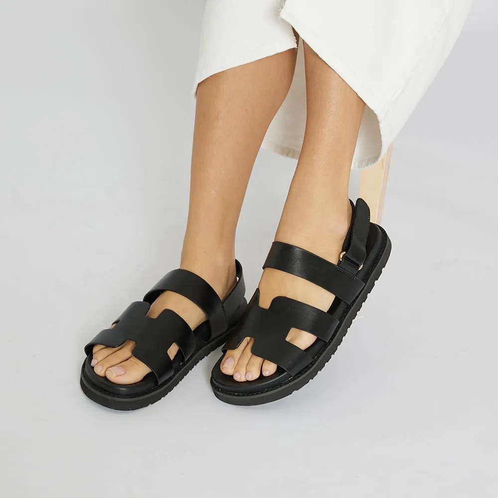 Daisy Sandal in Black Smooth