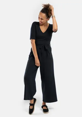 Declan Black Cotton Culotte Leg Jumpsuit