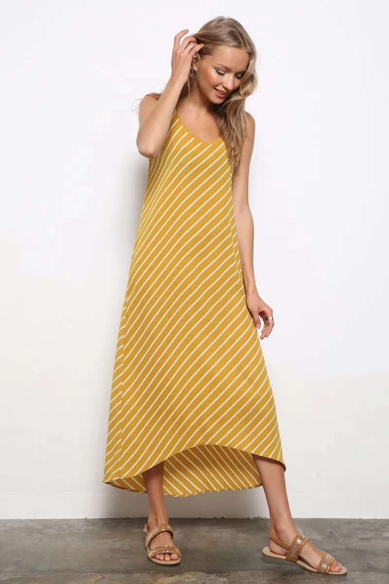 DIAGONAL STRIPE SCOOP DRESS