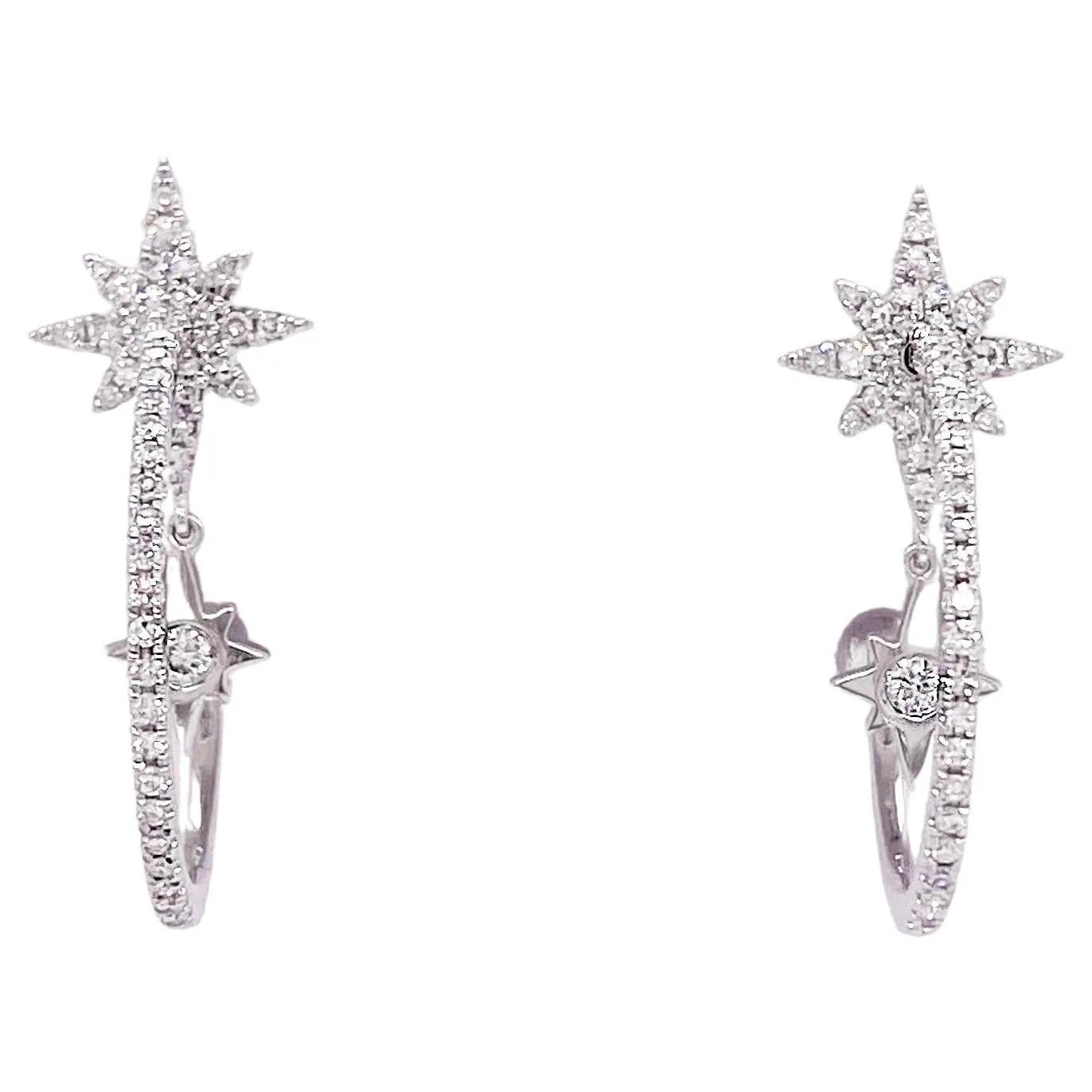 Diamond Star Hoop Earrings