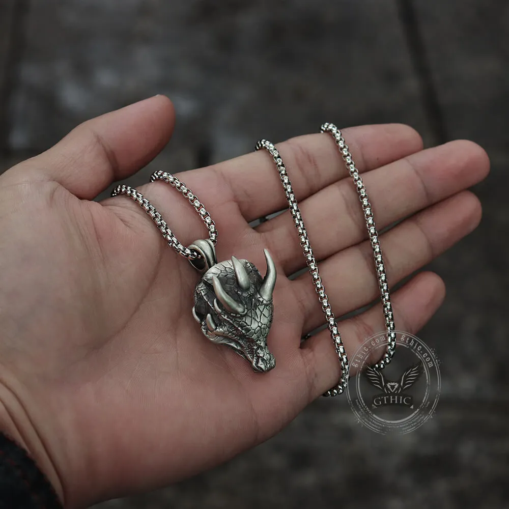 Domineering Dragon Head Pure Tin Necklace