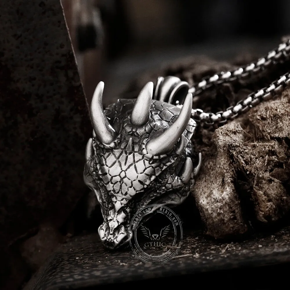 Domineering Dragon Head Pure Tin Necklace