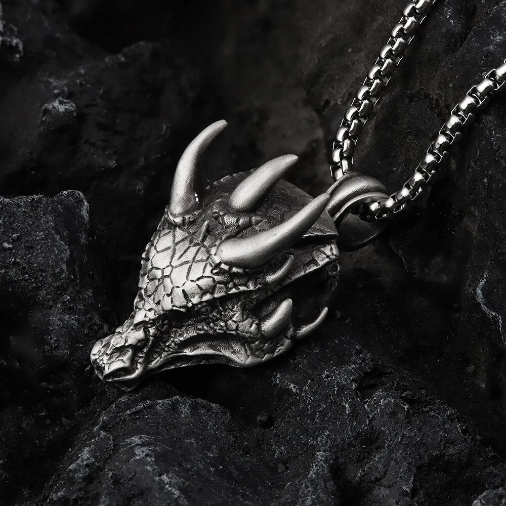 Domineering Dragon Head Pure Tin Necklace