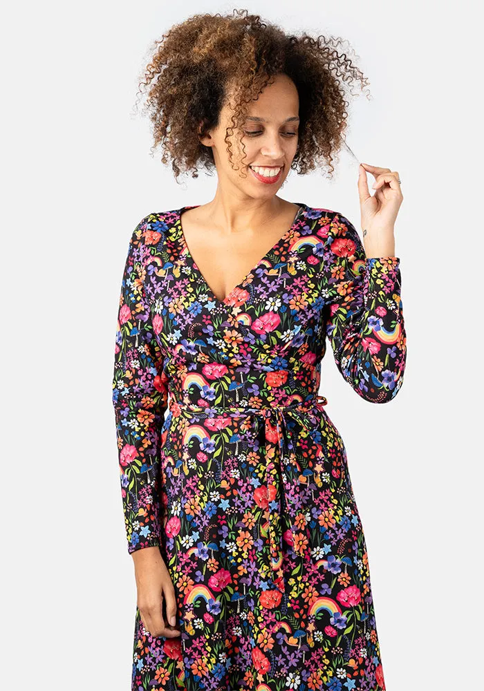 Dori Garden Rainbows Print Midi Dress