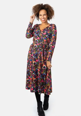 Dori Garden Rainbows Print Midi Dress