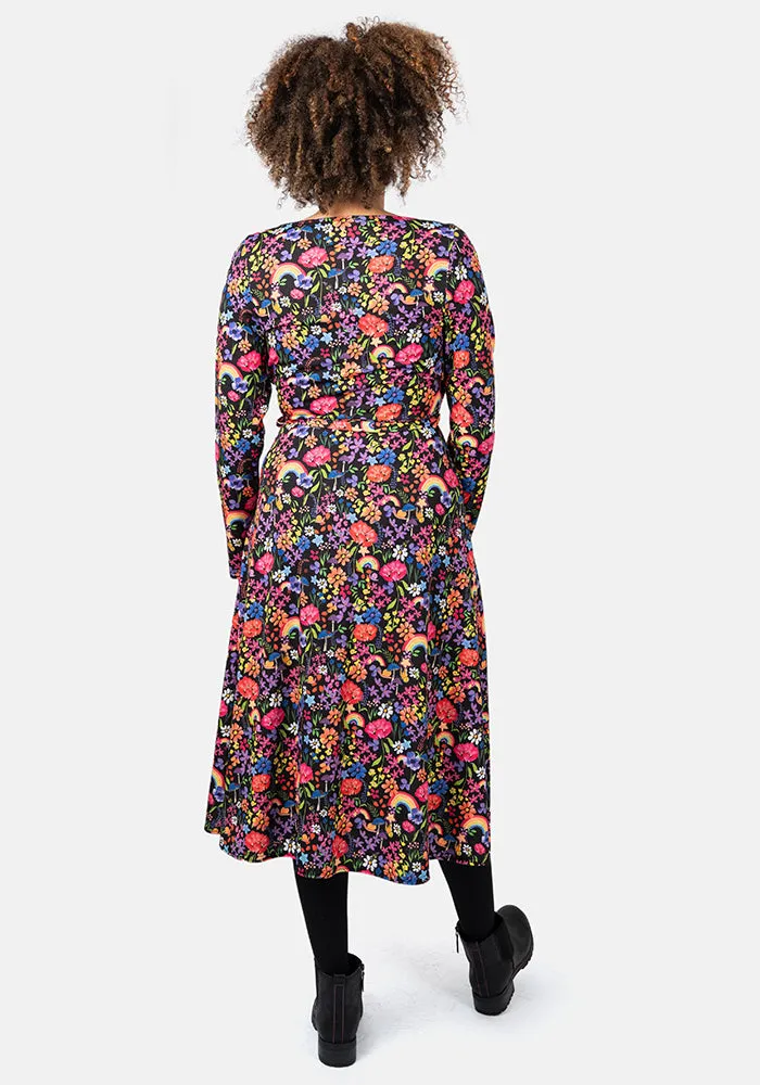 Dori Garden Rainbows Print Midi Dress