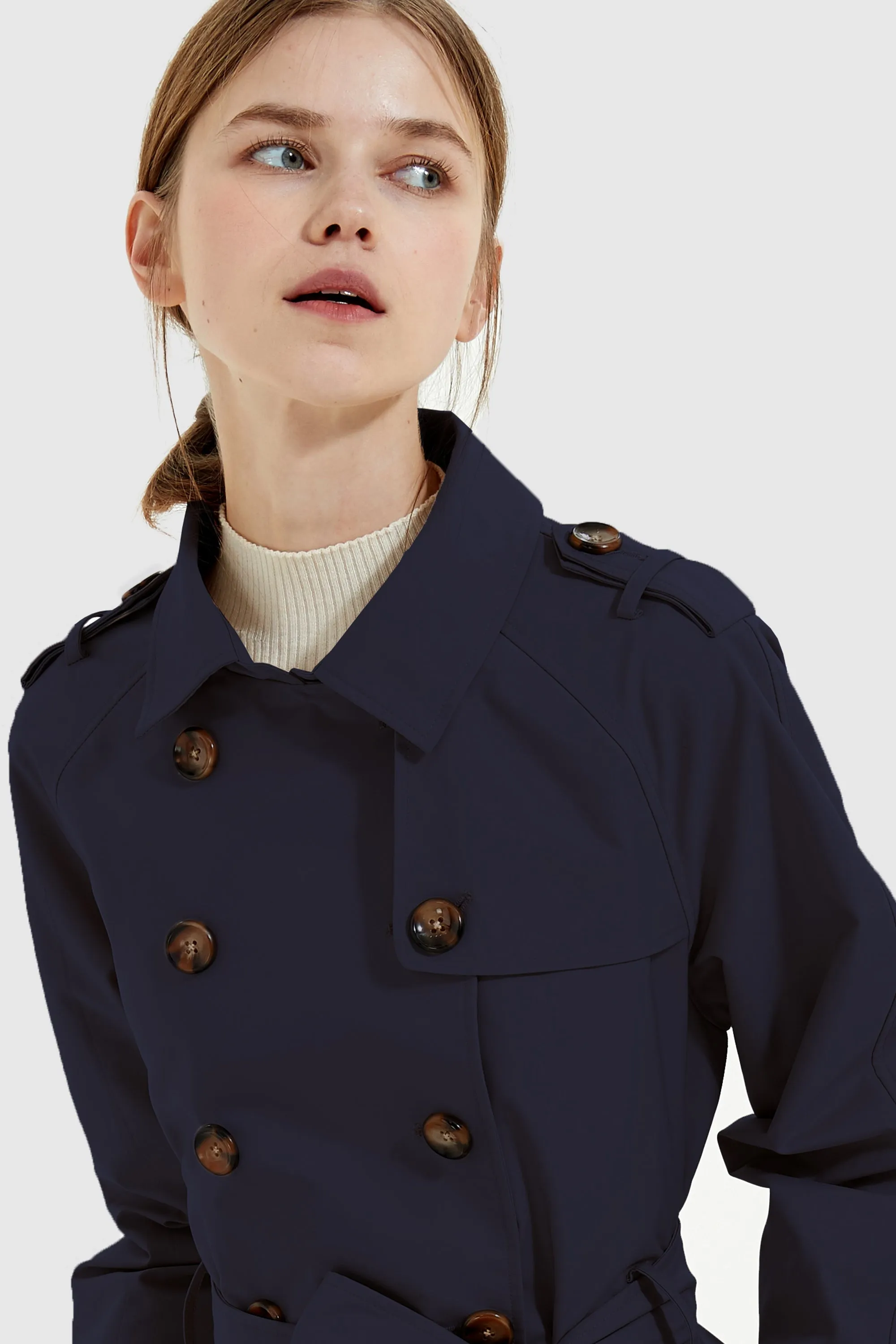 Double-Breasted Short Belted Trench